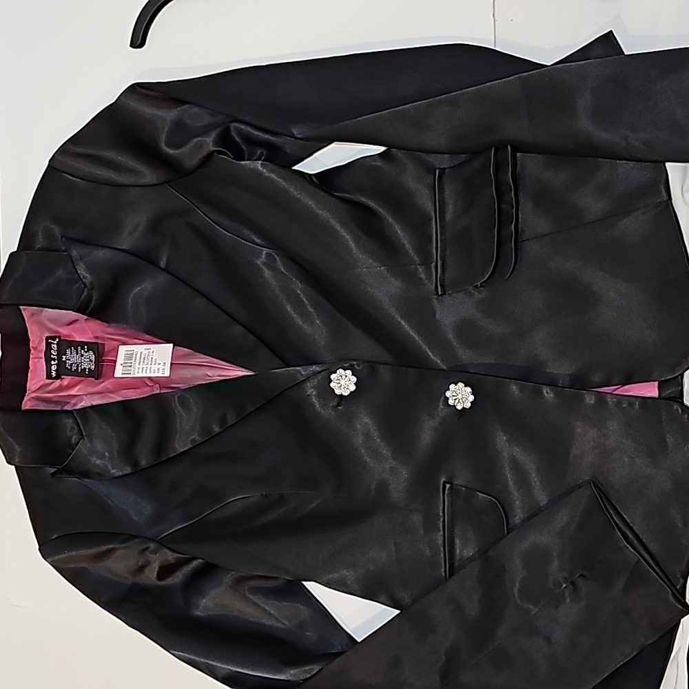 Wet Seal Satain Black Blazer Size M Dressy Party NWT - Picture 7 of 12